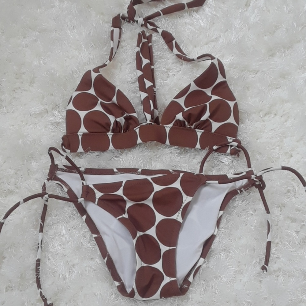 Victoria's Secret brown white polka dot bikini